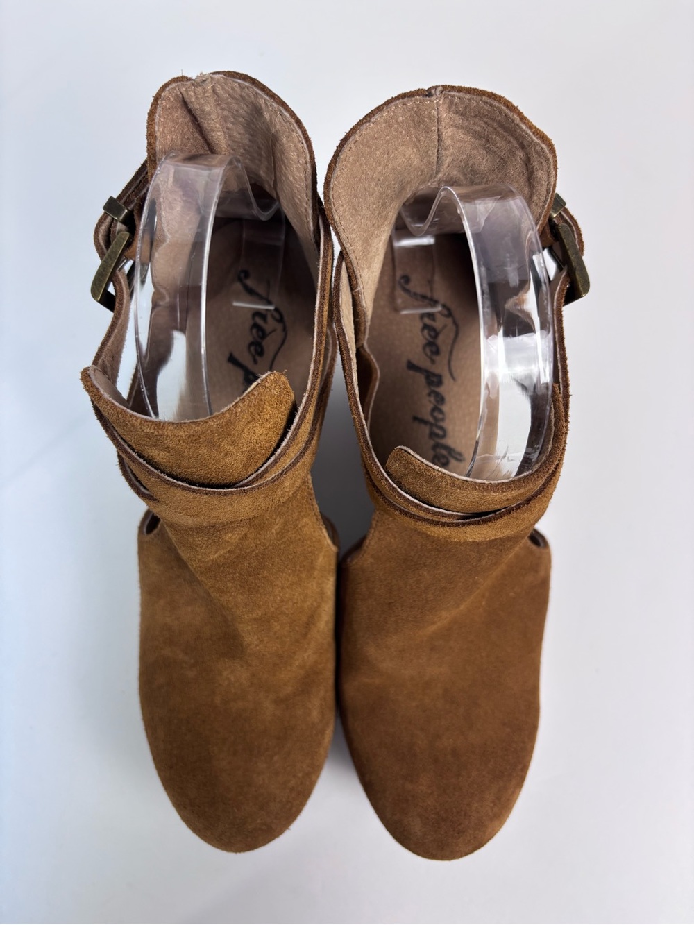 Free People Clog Heels Suede Chunky Wood Platform Block Heel Shoe Brown Sz 39/9 - Picture 5 of 16